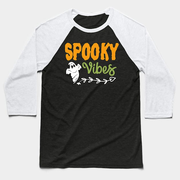 Ghost Design Halloween Tee Spooky Vibes Halloween Party Baseball T-Shirt by InnerMagic